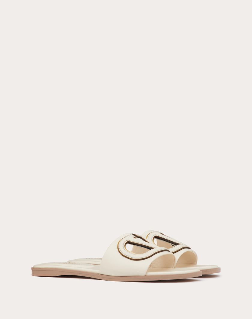 VLOGO CUT-OUT CALFSKIN SLIDE SANDAL - Image 1